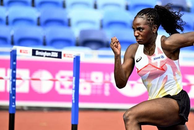 Belgian Yanla Ndjip-Nyemeck pictured in action during a training session in preparation of the European Athletics Championships (August 10ï¿½18), in Birmingham, United Kingdom, on Sunday 09 August 2026. ERICxLALMAND  x183015246x
