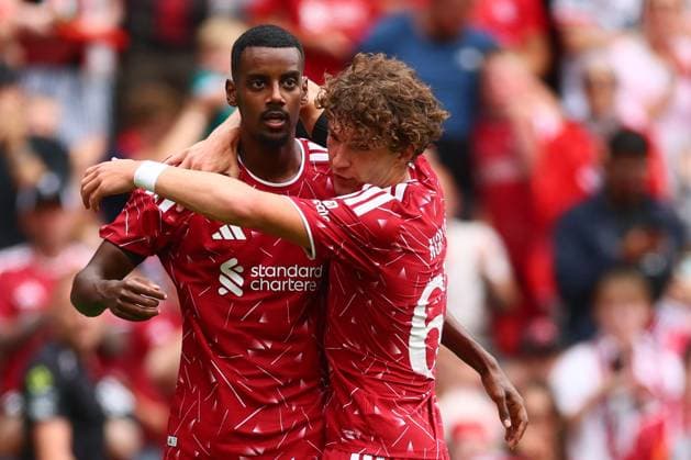 Alexander Isak of Liverpool scores to make it 1-0 and celebrates Liverpool v Monaco, Pre Season Friendly, Football, Anfield, Liverpool, UK - 09 Aug 2026Liverpool Anfield United Kingdom EDITORIAL USE ONLY No use with unauthorised audio, video, data, fixture lists, club league logos or live services. Online in-match use limited to 120 images, no video emulation. No use in betting, games or single club league player publications.  Copyright: xPaulxCurrie Shutterstockx 17051142ab