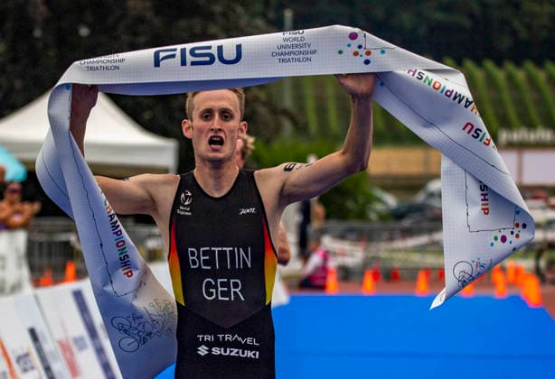 August 9, 2026, Nyon, Vaud, Switzerland: Nyon Switzerland, 08 09 2026: BETTIN BENEDIKT of Germany wins the race and takes the gold medal at the international university championship during FISU World University Championship Triathlon Nyon 2026 (International University Sports Federation). The NyonTriathlon is the final of the FISU World University Triathlon Championship which also the 37th edition and took place at Nyon in Vaud in Switzerland. FISU World University Championship Triathlon Nyon 2026  - ZUMAd206 20260809_zip_d206_010 Copyright: xEricxDubostx