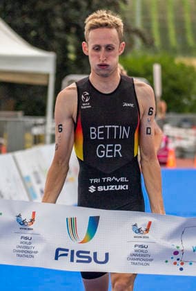 August 9, 2026, Nyon, Vaud, Switzerland: Nyon Switzerland, 08 09 2026: BETTIN BENEDIKT of Germany wins the race and takes the gold medal at the international university championship during FISU World University Championship Triathlon Nyon 2026 (International University Sports Federation). The NyonTriathlon is the final of the FISU World University Triathlon Championship which also the 37th edition and took place at Nyon in Vaud in Switzerland. Nyon Switzerland - ZUMAd206 20260809_zip_d206_005 Copyright: xEricxDubostx