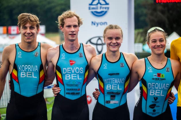 August 9, 2026, Nyon, Vaud, Switzerland: Nyon Switzerland, 08 09 2026: The Belgian team wins the medal at the championship during FISU World University Championship Triathlon Nyon 2026 (International University Sports Federation). The NyonTriathlon is the final of the FISU World University Triathlon Championship which also the 37th edition and took place at Nyon in Vaud in Switzerland. Nyon Switzerland - ZUMAd206 20260809_zip_d206_017 Copyright: xEricxDubostx