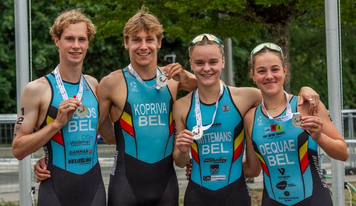 August 9, 2026, Nyon, Vaud, Switzerland: Nyon Switzerland, 08 09 2026: The Belgian team wins the medal at the championship during FISU World University Championship Triathlon Nyon 2026 (International University Sports Federation). The NyonTriathlon is the final of the FISU World University Triathlon Championship which also the 37th edition and took place at Nyon in Vaud in Switzerland. Nyon Switzerland - ZUMAd206 20260809_zip_d206_029 Copyright: xEricxDubostx