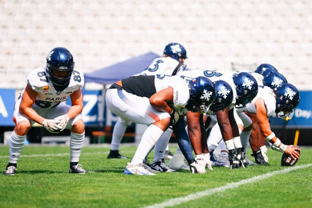 AMERICAN FOOTBALL - EFA, Raiders vs Musketeers INNSBRUCK,AUSTRIA,09.AUG.26 - AMERICAN FOOTBALL - EFA, Raiders Tirol vs Paris Musketeers. Image shows the team of Paris during the warm-up.  GEPAxpictures xOleskiixMarusyk