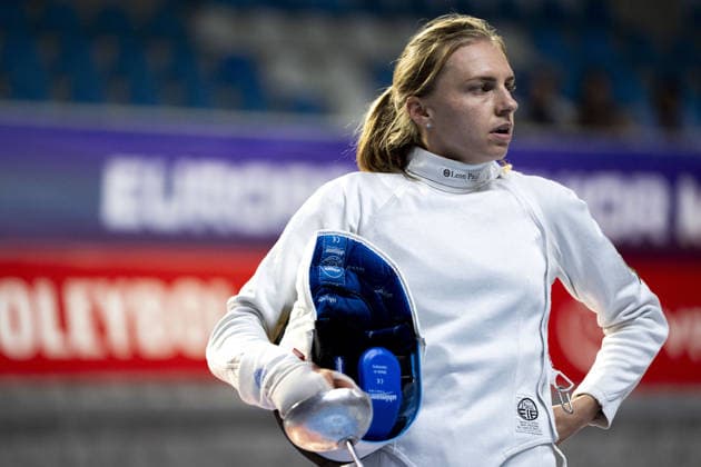 2026 European Senior Modern pentathlon, moderner Fünfkampf Championship in Istanbul ISTANBUL, TURKIYE - AUGUST 9: Valeriya Permykina of Ukraine competes during the fencing stage of the 2026 European Senior Modern Pentathlon Championship at Burhan Felek Sports Complex in Istanbul, Turkiye on August 9, 2026. Arife Karakum Anadolu Istanbul Turkey. Editorial use only. Please get in touch for any other usage.  Copyright: x2026xAnadoluxArifexKarakumx