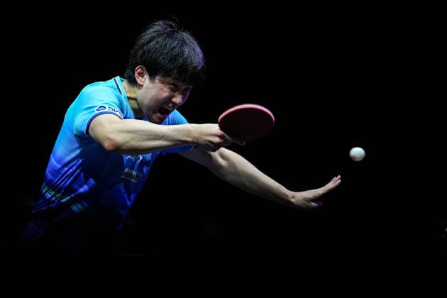 (260809) -- YOKOHAMA, Aug. 9, 2026 -- Harimoto Tomokazu of Japan hits a return during the men s singles final match between Harimoto Tomokazu of Japan and Oh Junsung of South Korea at the WTT Champions Yokohama 2026 in Yokohama, Japan, Aug. 9, 2026. ) (SP)JAPAN-YOKOHAMA Table tennis, Tischtennis WTT CHAMPIONS YOKOHAMA-MEN S SINGLES JiaxHaocheng 