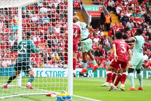 Paris Brunner of Monaco scoring to make it 2-3 Liverpool v Monaco, Pre Season Friendly, Football, Anfield, Liverpool, UK - 09 Aug 2026Liverpool Anfield United Kingdom EDITORIAL USE ONLY No use with unauthorised audio, video, data, fixture lists, club league logos or live services. Online in-match use limited to 120 images, no video emulation. No use in betting, games or single club league player publications.  Copyright: xPaulxCurrie Shutterstockx 17051142ey