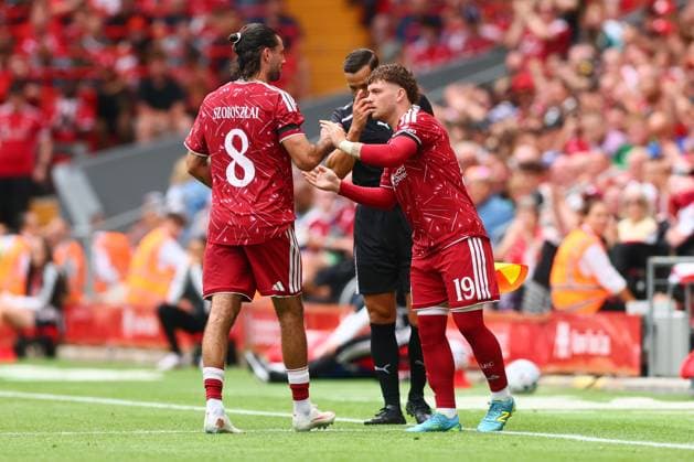 Harvey Elliott of Liverpool comes on as a substitute for Dominik Szoboszlai Liverpool v Monaco, Pre Season Friendly, Football, Anfield, Liverpool, UK - 09 Aug 2026Liverpool Anfield United Kingdom EDITORIAL USE ONLY No use with unauthorised audio, video, data, fixture lists, club league logos or live services. Online in-match use limited to 120 images, no video emulation. No use in betting, games or single club league player publications.  Copyright: xPaulxCurrie Shutterstockx 17051142ft