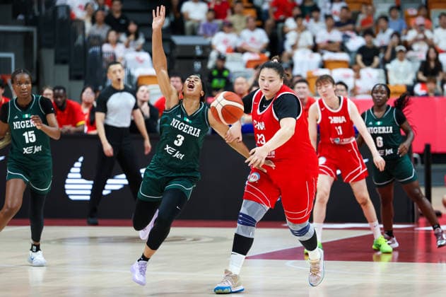 (260809) -- HAIKOU, Aug. 9, 2026 -- Pallas Kunaiyi-Akpanah (front L) of Nigeria competes with Zhang Ziyu of China during a friendly basketball match between China and Nigeria in Haikou, south China s Hainan Province, Aug. 9, 2026. ) (SP)CHINA-HAIKOU-BASKETBALL-FRIENDLY-CHINA VS NIGERIA (CN) YangxGuanyu 