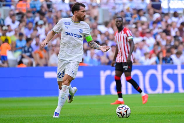 FOOTBALL : Olympique de Marseille VS Athletic Club Bilbao - 09 08 2026 Pierre-Emile Hojbjerg (OM) - Pre-season friendly between Olympique de Marseille and Athletic Club Bilbao on August 9, 2026 at the CEPAC Velodrome Stadium in Marseille. MarseilleFrance  Copyright: xWilliamxCannarellax