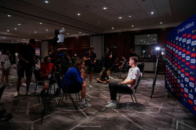 EM i friidrett utendors 2026 Birmingham, England 20260809. Jakob Ingebrigtsen under sondagens pressetreff pa hotellet til den norske troppen i Birmingham, i forkant av friidretts-EM. Mesterskapet starter mandag. Foto: Beate Oma Dahle NTB Birmingham England EDITORIAL USE ONLY. RESTRICTED USE FOR BETTING COMPANIES Ref:_SPOEyMGhVHKIAM.jpg *** 2026 European Outdoor Athletics Championships, Birmingham, England, August 9, 2026 Jakob Ingebrigtsen during Sunday’s press conference at the Norwegian team’s hotel in Birmingham, ahead of the European Athletics Championships, which begin Monday. Photo: Beate Oma Dahle, NTB, Birmingham, England. EDITORIAL USE ONLY. RESTRICTED USE FOR BETTING COMPANIES.  Copyright: xBeatexOmaxDahlex xNTBx