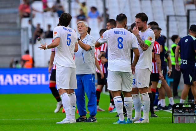 FOOTBALL : Olympique de Marseille VS Athletic Club Bilbao - 09 08 2026 Bruno Genesio (Coach Olympique de Marseille) - Pre-season friendly between Olympique de Marseille and Athletic Club Bilbao on August 9, 2026 at the CEPAC Velodrome Stadium in Marseille. MarseilleFrance  Copyright: xWilliamxCannarellax