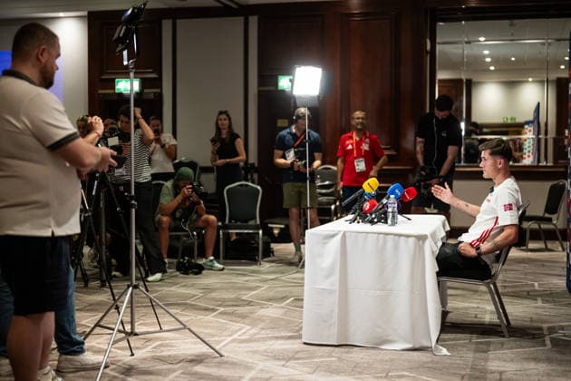 260809 Jakob Asserson Ingebrigtsen of the Norwegian national athletics team at a press event ahead of the 2026 European Athletics Championships on August 9, 2026 in Birmingham. Photo: Mathias Bergeld BILDBYRAN kod MB MB1396 friidrott athletics friidrett friidrotts-em em friidretts-em 2026 european athletics championships pressträff event meeting -1 bbeng norway norge *** August 9, 2026: Jakob Asserson Ingebrigtsen of the Norwegian national track and field team at a press event ahead of the 2026 European Athletics Championships on August 9, 2026 in Birmingham. Photo by Mathias Bergeld, BILDBYRAN, code MB MB1396. athletics, friidrett, friidrotts EM, 2026 European Athletics Championships, press conference, event, meeting, 1, BBeng, Norway, Norge  Copyright: MATHIASxBERGELD BB260809MB011