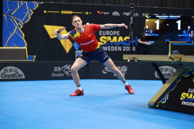 2026 WTT Europe Smash - Sweden - Qualifications Day 2 Ovidiu Ionescu of Romania competes against Dimitrije Levajac of Serbia during the Men s Singles - Qualifying Round 2 at the 2026 Europe Smash at the Baltiska Hallen in Malmo, Sweden, on August 9, 2026. Malmo Sweden  Copyright: xRemyxGrosx originalFilename:gros-europesm260809_np4OM.jpg