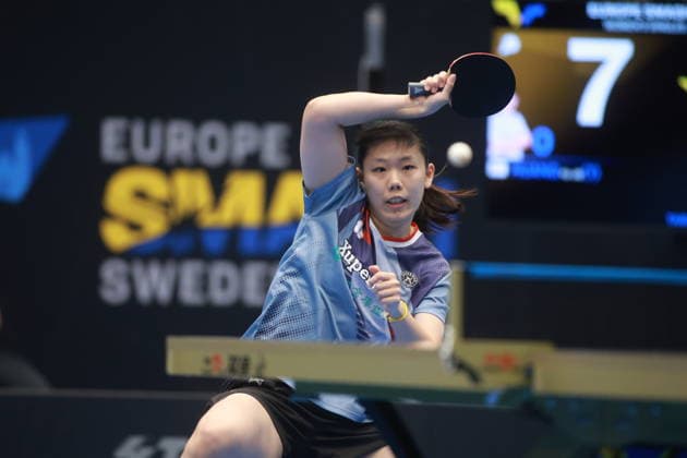 2026 WTT Europe Smash - Sweden - Qualifications Day 2 Huang Yu-Jie of Taiwan competes against Adina Diaconu of Romania during the Women s Singles - Qualifying Round 2 at the 2026 Europe Smash at the Baltiska Hallen in Malmo, Sweden, on August 9, 2026. Malmo Sweden  Copyright: xRemyxGrosx originalFilename:gros-europesm260809_nprLq.jpg