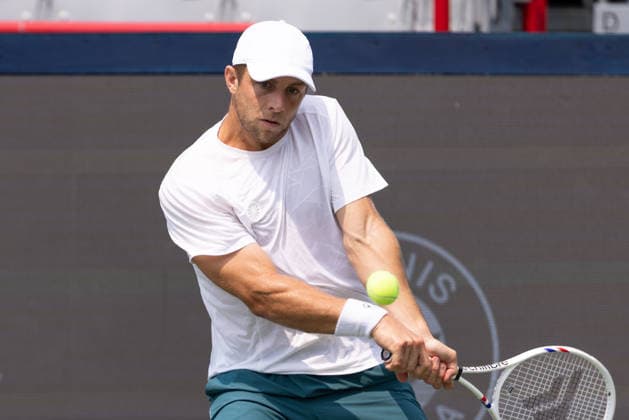August 9, 2026, Montreal, Quebec, Canada: TALLON GRIEKSPOOR from Nederlands backhand in match against Daniel Merida from Spain in round of 16 at Canadian Open at IGA stadium in Montreal, Quebec, Canada on 2026-08-09 Montreal Canada - ZUMAl189 20260809_zsp_l189_001 Copyright: xYannickxLegarex