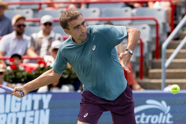 August 9, 2026, Montreal, Quebec, Canada: DANIEL MERIDA from Spain forehand in match against Tallon Griekspoor from Nederlands in round of 16 at Canadian Open at IGA stadium in Montreal, Quebec, Canada on 2026-08-09 Montreal Canada - ZUMAl189 20260809_zsp_l189_004 Copyright: xYannickxLegarex