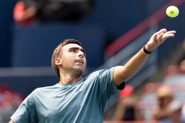 August 9, 2026, Montreal, Quebec, Canada: DANIEL MERIDA from Spain serving in match against Tallon Griekspoor from Nederlands in round of 16 at Canadian Open at IGA stadium in Montreal, Quebec, Canada on 2026-08-09 TENNIS: Canadian Open Montreal 2026  - ZUMAl189 20260809_zsp_l189_002 Copyright: xYannickxLegarex