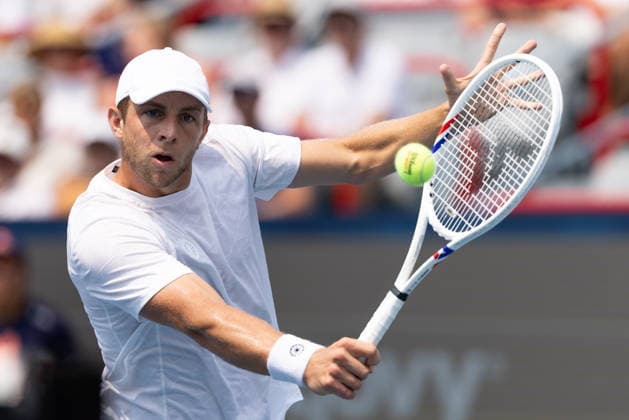 August 9, 2026, Montreal, Quebec, Canada: TALLON GRIEKSPOOR from Nederlands backhand in match against Daniel Merida from Spain in round of 16 at Canadian Open at IGA stadium in Montreal, Quebec, Canada on 2026-08-09 TENNIS: Canadian Open Montreal 2026  - ZUMAl189 20260809_zsp_l189_006 Copyright: xYannickxLegarex