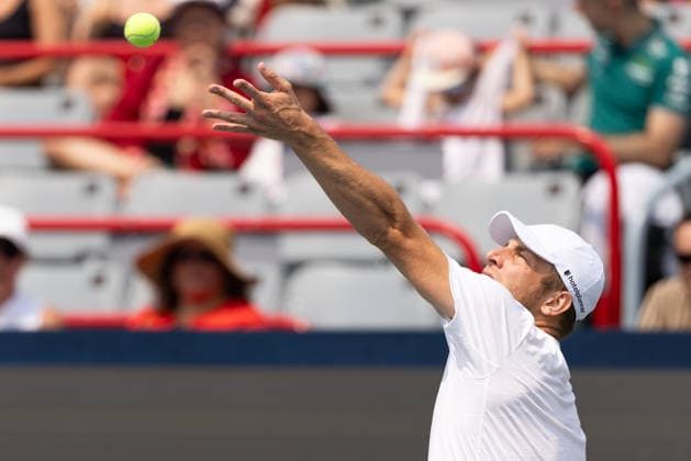 August 9, 2026, Montreal, Quebec, Canada: TALLON GRIEKSPOOR from Nederlands serving in match against Daniel Merida from Spain in round of 16 at Canadian Open at IGA stadium in Montreal, Quebec, Canada on 2026-08-09 TENNIS: Canadian Open Montreal 2026  - ZUMAl189 20260809_zsp_l189_007 Copyright: xYannickxLegarex