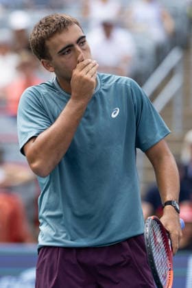 August 9, 2026, Montreal, Quebec, Canada: DANIEL MERIDA from Spain reaction in match against Tallon Griekspoor from Nederlands in round of 16 at Canadian Open at IGA stadium in Montreal, Quebec, Canada on 2026-08-09 TENNIS: Canadian Open Montreal 2026  - ZUMAl189 20260809_zsp_l189_010 Copyright: xYannickxLegarex