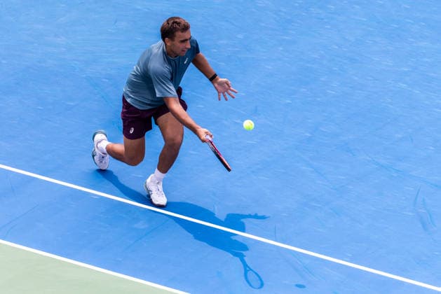 August 9, 2026, Montreal, Quebec, Canada: DANIEL MERIDA from Spain forehand in match against Tallon Griekspoor from Nederlands in round of 16 at Canadian Open at IGA stadium in Montreal, Quebec, Canada on 2026-08-09 TENNIS: Canadian Open Montreal 2026  - ZUMAl189 20260809_zsp_l189_022 Copyright: xYannickxLegarex