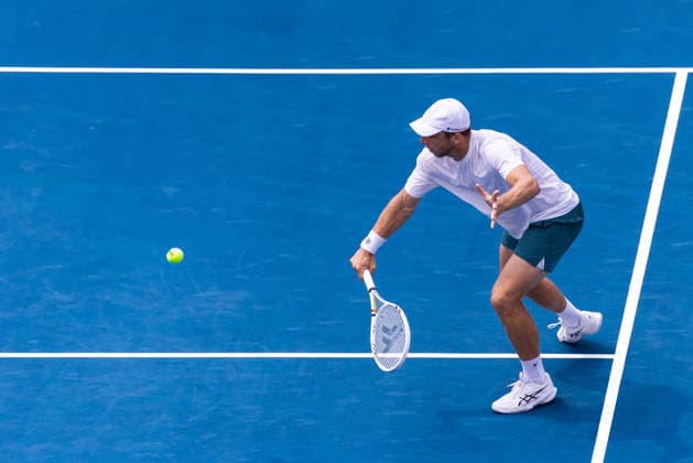 August 9, 2026, Montreal, Quebec, Canada: TALLON GRIEKSPOOR from Nederlands backhand in match against Daniel Merida from Spain in round of 16 at Canadian Open at IGA stadium in Montreal, Quebec, Canada on 2026-08-09 TENNIS: Canadian Open Montreal 2026  - ZUMAl189 20260809_zsp_l189_024 Copyright: xYannickxLegarex