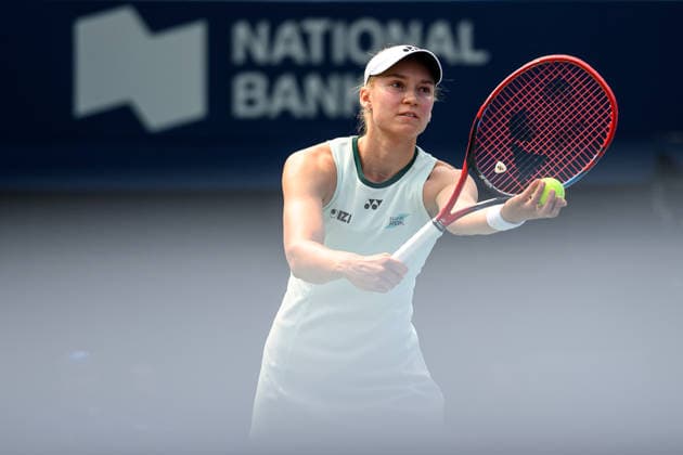 August 9, 2026, Toronto, Ontario, Canada: ELENA RYBAKINA of Kazakhstan serves the ball during her round-of-16 match against Liudmila Samsonova at the National Bank Open, part of the Hologic WTA, Tennis Damen Tour at Sobeys Stadium. Tennis 2026: WTA 1000 National Bank Open Presented By Rogers.  - ZUMAr228 20260809_znp_r228_010 Copyright: xVasiliyxRyabykhx
