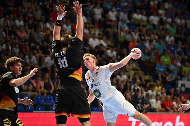 GERMANY vs SLOVENIA JAKA PODVRSIC handball U18 Gernany national team, Nationalteam vs Slovenia during EHF U18 European Championship, EM, Europameisterschaft final match at Aleksandar Nikolic Pionir hall, Belgrade 09.08.2026 Foto: HANDBALL, SERBIA, EHF EUROPEAN U18 CHAMPIONSHIP, GERMANY, SLOVENIA Belgrade Aleksandar Nikolic Pionir arena Serbia Copyright: xMarkoxMetlasx xMNxPressx