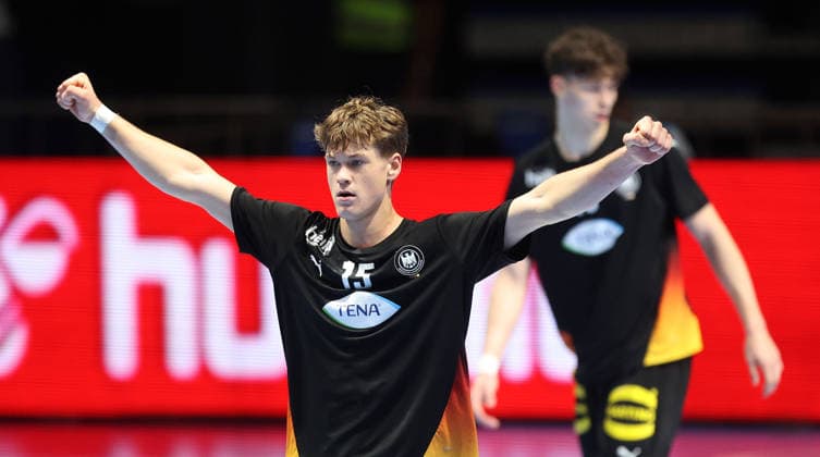 09.08.2026 Belgrade Germany-Slovenia European U18 men s handball championship final tournament final match Julius Eisend Germany celebration :