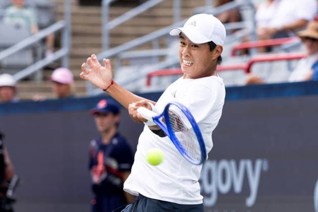 August 9, 2026, Montreal, Quebec, Canada: LEARNER TIEN (12) from USA forehand in match against Thiago Agustin Tirante from Argentina in round of 16 at Canadian Open at IGA stadium in Montreal, Quebec, Canada on 2026-08-09 Montreal Canada - ZUMAl189 20260809_zsp_l189_044 Copyright: xYannickxLegarex