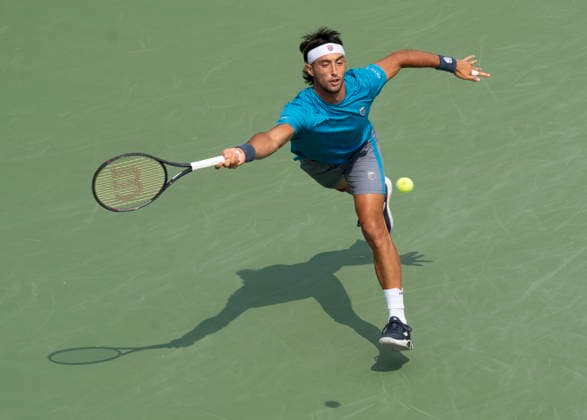 August 9, 2026, Montreal, Pq, Canada: Thiago Agustin Tirante of Argentina hits a return to Learner Tien of the United States during Round of 16 tennis action at the National Bank Open in Montreal on Sunday, Aug. 9, 2026. Canada News - August 9, 2026  - ZUMAc35_ 20260809_zaf_c35_029 Copyright: xChristinnexMuschix
