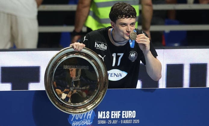 09.08.2026 Belgrade Germany-Slovenia European U18 men s handball championship final tournament final match Toma Gadza Germany Euro champion plate :