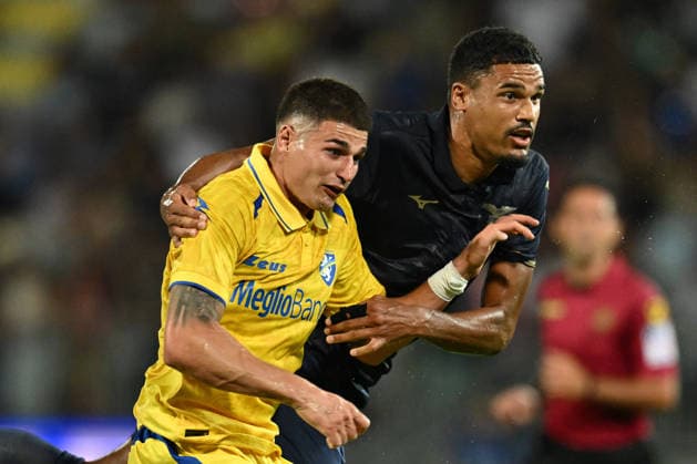 SOCCER - Friendly Match - Frosinone vs. Lazio Photo by IPA ABACAPRESS.COM87361675 - Ilias Koutsoupias of Frosinone Calcio and Danilo Doekhi of S.S. Lazio are in action during a preseason friendly match between Frosinone Calcio and S.S. Lazio at the Benito Stirpe Stadium on August 9, 2026, in Frosinone, Italy. Frosinone Italy  Copyright: xIPAxSport ABACAx