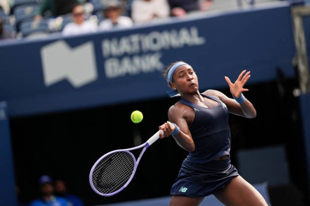 National Bank Open 2026 - Day 9 TORONTO, CANADA - AUGUST 9 : Coco Gauff of the United States in action against Alina Korneeva in the round of 16 during the WTA, Tennis Damen 1000 National Bank Open in Toronto, Ontario, Canada on August 9, 2026. Mert Alper Dervis Anadolu Ontario Canada. Editorial use only. Please get in touch for any other usage.  Copyright: x2026xAnadoluxMertxAlperxDervisx