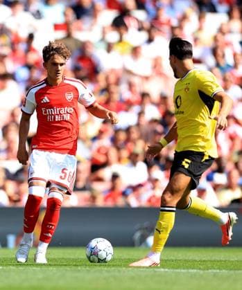 Max Dowman of Arsenal in action against Ramy Bensebaini of Borussia Dortmund Arsenal v Borussia Dortmund, Pre Season Friendly, Football, Emirates Stadium, London, UK - 09 Aug 2026London Emirates Stadium United Kingdom EDITORIAL USE ONLY No use with unauthorised audio, video, data, fixture lists, club league logos or live services. Online in-match use limited to 120 images, no video emulation. No use in betting, games or single club league player publications.  Copyright: xGeorgexTewkesbury Shutterstockx 17051143fh