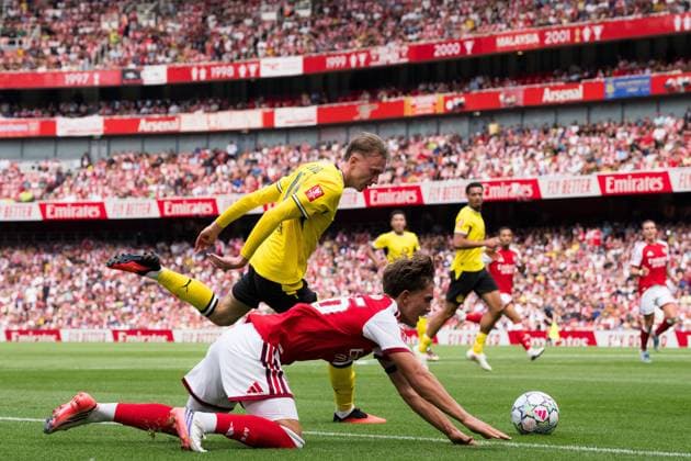 Max Dowman of Arsenal in action Arsenal vs Borussia Dortmund, Emirates Cup, Final, Emirates Stadium, London, UK - 09 Aug 2026London Emirates Stadium United Kingdom  Copyright: xWiredxPhotos Shutterstockx 17058922dk