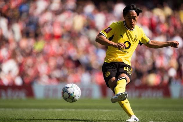 Takato Yamamoto of Borussia Dortmund takes his penalty during the penalty shootout Arsenal vs Borussia Dortmund, Emirates Cup, Final, Emirates Stadium, London, UK - 09 Aug 2026London Emirates Stadium United Kingdom  Copyright: xWiredxPhotos Shutterstockx 17058922gh