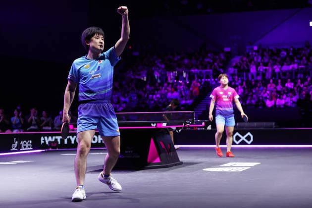 (L-R) Tomokazu Harimoto, Sora Matsushima (JPN), AUGUST 9, 2026 - Table tennis, Tischtennis : WTT Champions Yokohama 2026 Men s Singles Semi-final at Yokohama BUNTAI, Kanagawa, Japan.  aflo_340497012 YUTAKAx