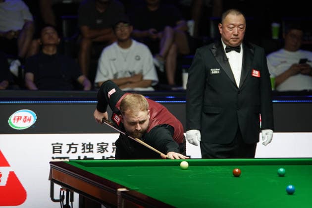 TAIYUAN, CHINA - AUGUST 09: Jackson Page of Wales plays a shot in the Round 1 match against Ronnie O Sullivan of England on day 2 of the 2026 China Open (officially the 2026 Satuo China Open) at the Riverside Sports Centre on August 9, 2026 in Taiyuan, Shanxi Province of China.  Copyright: xTaixChengzhex 111659005508