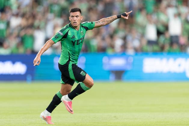 Myrto Uzuni of Austin FC celebrates a goal during a Leagues Cup match between Austin FC and Puebla at Q2 Stadium in Austin, Texas, USA, 09 August 2026. Leagues Cup: Austin FC vs Puebla !ACHTUNG: NUR REDAKTIONELLE NUTZUNG!  Copyright: xCarlosxRamírezx AME7567 20260810-55021108870_1