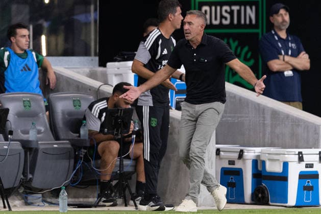Austin FC Head Coach Davy Arnaud Reacts during a Leagues Cup match between Austin FC and Puebla at Q2 Stadium in Austin, Texas, USA, 09 August 2026. Leagues Cup: Austin FC vs Puebla !ACHTUNG: NUR REDAKTIONELLE NUTZUNG!  Copyright: xCarlosxRamírezx AME7574 20260810-55021108893_1