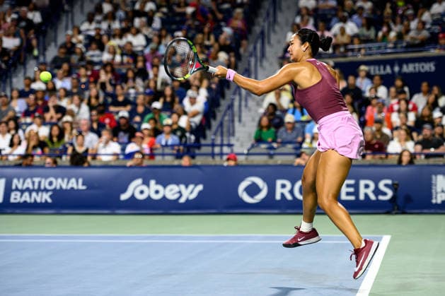 August 9, 2026, Toronto, Ontario, Canada: ALEXANDRA EALA of Philippines returns the ball during her round-of-16 match against Belinda Bencic of Switzerland at the National Bank Open, part of the Hologic WTA, Tennis Damen Tour at Sobeys Stadium. Tennis 2026: WTA 1000 National Bank Open Presented By Rogers.  - ZUMAr228 20260809_znp_r228_045 Copyright: xVasiliyxRyabykhx