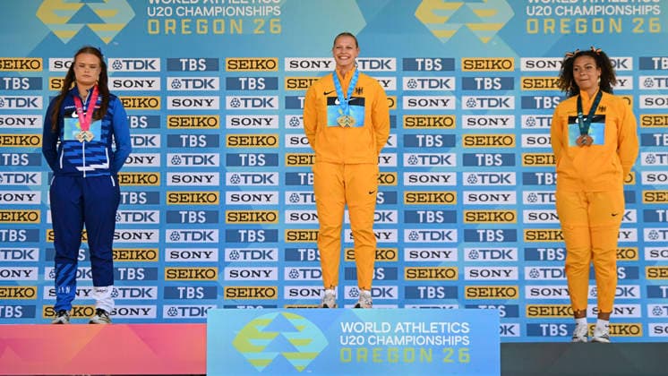 World Athletics U20 Championships Oregon 2026 EUGENE, UNITED STATES OF AMERICA - AUGUST 9, 2026 : Clara Hegemann (GER) wins GOLD in the hammer throw, Nova Kienast wins Bronze during the World Athletics U20 Championships Oregon 2026 at Hayward Field on August 9, 2026 in Eugene, United States Of America. *** World Athletics U20 Championships, Oregon 2026 EUGENE, UNITED STATES OF AMERICA AUGUST 9, 2026 Clara Hegemann (GER) wins GOLD in the hammer throw, and Nova Kienast wins bronze during the World Athletics U20 Championships Oregon 2026 at Hayward Field on August 9, 2026, in Eugene, United States of America Copyright: xBEAUTIFULxSPORTS DecaxText&Bildx