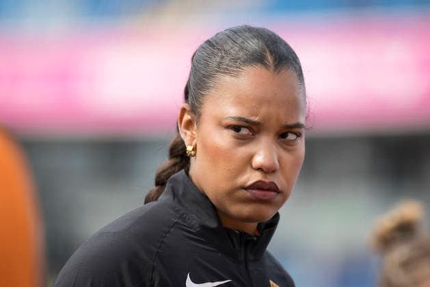 BIRMINGHAM, GREAT BRITAIN - AUGUST 10, 2026 : Yemisi MABRY (GER Germany) looking a little angry during the shot put qualification during the European Athletics Championships at Alexander Stadium on August 10, 2026 in Birmingham, Great Britain. Oregon Great Britain Copyright: xAxelxKohringx