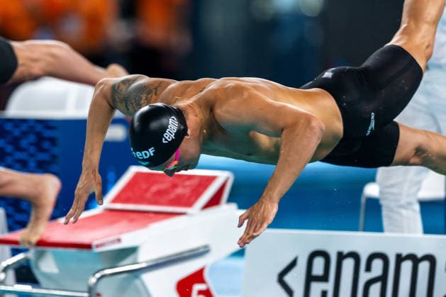 SWIMMING - EAC 2026 PARIS,FRANCE,10.AUG.26 - SWIMMING - European Aquatics Championships Paris 2026, 50m butterfly, men. Image shows Simon Bucher (AUT).  GEPAxpictures xPhilippxBrem