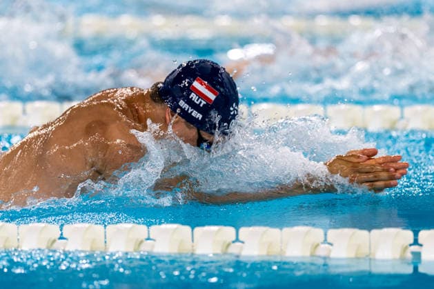 SWIMMING - EAC 2026 PARIS,FRANCE,10.AUG.26 - SWIMMING - European Aquatics Championships Paris 2026, 100m breaststroke, men. Image shows Valentin Bayer (AUT).  GEPAxpictures xPhilippxBrem