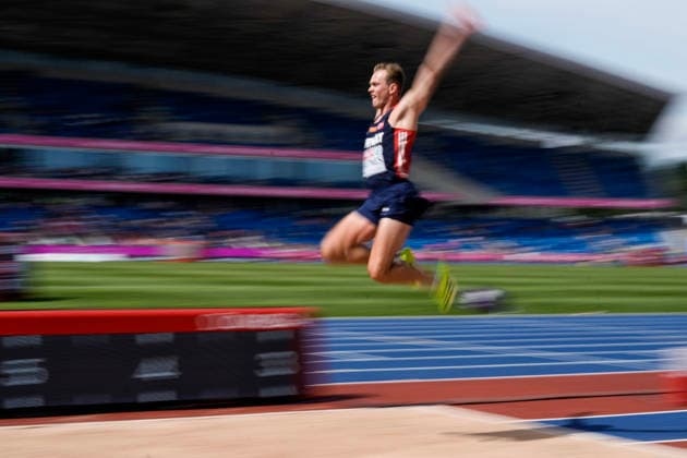 European Athletics Outdoor Championships 2026 - Day 1 Birmingham, England 20260810. Henrik Flatnes in the men s long jump qualification event during the 2026 European Athletics Championships at Alexander Stadium in Birmingham on Monday. Photo: Beate Oma Dahle NTB Birmingham England EDITORIAL USE ONLY. RESTRICTED USE FOR BETTING COMPANIES Ref:_SPOlElgjNEF-Bw.jpg *** 2026 European Athletics Outdoor Championships, Day 1, Birmingham, England, August 10, 2026 Henrik Flatnes in the men’s long jump qualifying round during the 2026 European Athletics Championships at Alexander Stadium in Birmingham on Monday. Photo: Beate Oma Dahle, NTB, Birmingham, England. EDITORIAL USE ONLY. RESTRICTED USE FOR BETTING COMPANIES.  Copyright: xBeatexOmaxDahlex xNTBx