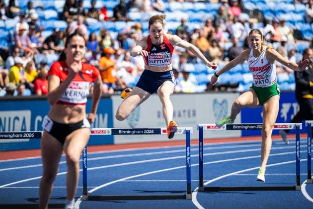 260810 Elisabeth Slettum of Norway competes in women™s 400 meter hurdles qualification during day 1 of the 2026 European Athletics Championships on August 10, 2026 in Birmingham. Photo: Maxim Thore BILDBYRAN kod MT MT1064 friidrott athletics friidrett friidrotts-em em friidretts-em 2026 european athletics championships 1 bbeng hurdles hekk häck *** August 10, 2026: Elisabeth Slettum of Norway competes in the women’s 400-meter hurdles qualifying round on Day 1 of the 2026 European Athletics Championships on August 10, 2026 in Birmingham. Photo by Maxim Thore. BILDBYRAN code MT MT1064 track and field athletics friidrett friidrotts em em friidretts em 2026 European Athletics Championships 1 bbeng hurdles hekk häck  Copyright: MAXIMxTHORE BB260810MT050