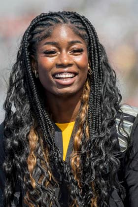 BIRMINGHAM, GREAT BRITAIN - AUGUST 10, 2026 : Nina Chioma NDUBUISI (GER Germany) smiling during the European Athletics Championships at Alexander Stadium on August 10, 2026 in Birmingham, Great Britain. Oregon Great Britain Copyright: xAxelxKohringx