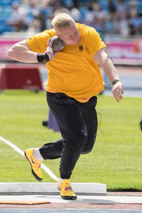 BIRMINGHAM, GREAT BRITAIN - AUGUST 10, 2026 : Eric MAIHÖFER (GER Germany) competing in the shot put during the European Athletics Championships at Alexander Stadium on August 10, 2026 in Birmingham, Great Britain. Oregon Great Britain Copyright: xAxelxKohringx